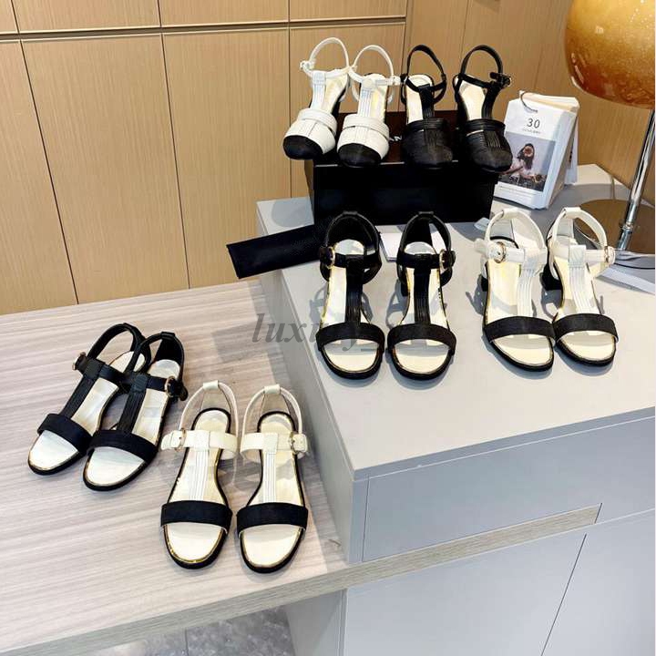 

Designer Women Sandals Black White Leather Sandals Baotou Patchwork Sandal Rubber Sole Slippers Adjustable Ankle Strap Shoes, Color 2