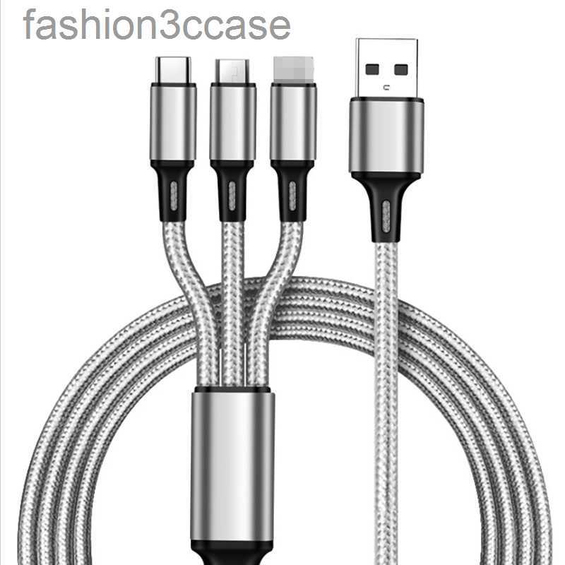 

3 in 1 Nylon Braided Multi USB Fast Charging Cables Micro Type C Cable Phones Charger Android Charger Cord Mobile Cell Phone, Gold
