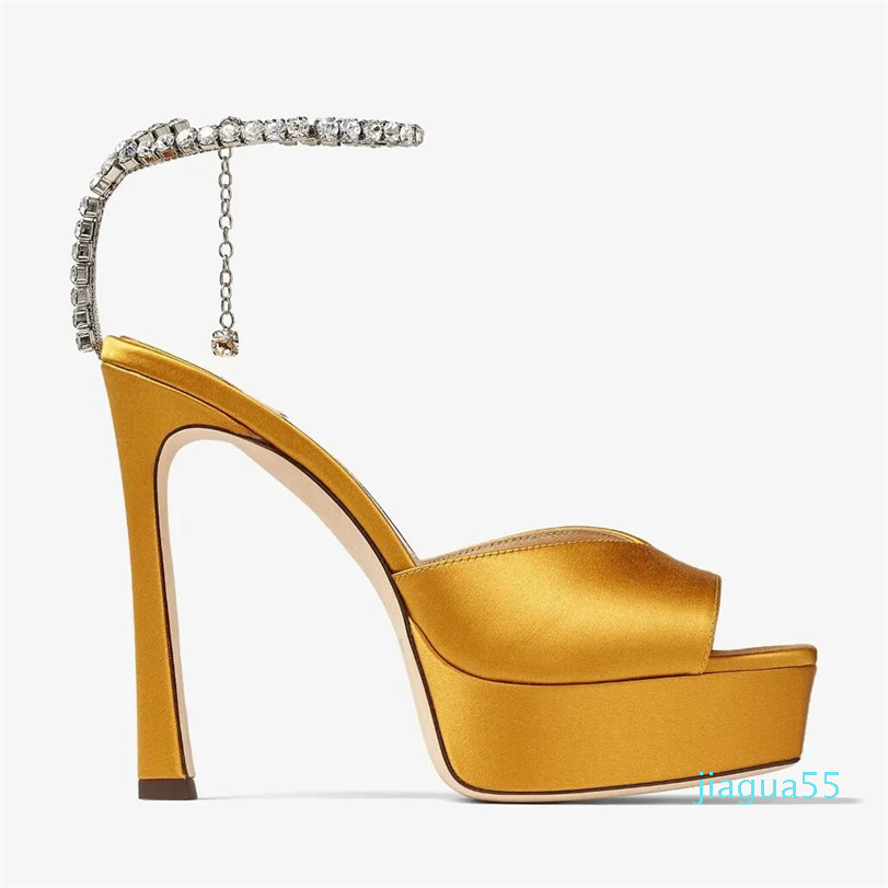 

Women Platform Sandals Shoes with Crystal Chain High Heels Evening Dress Lady Gladiator Sandalias