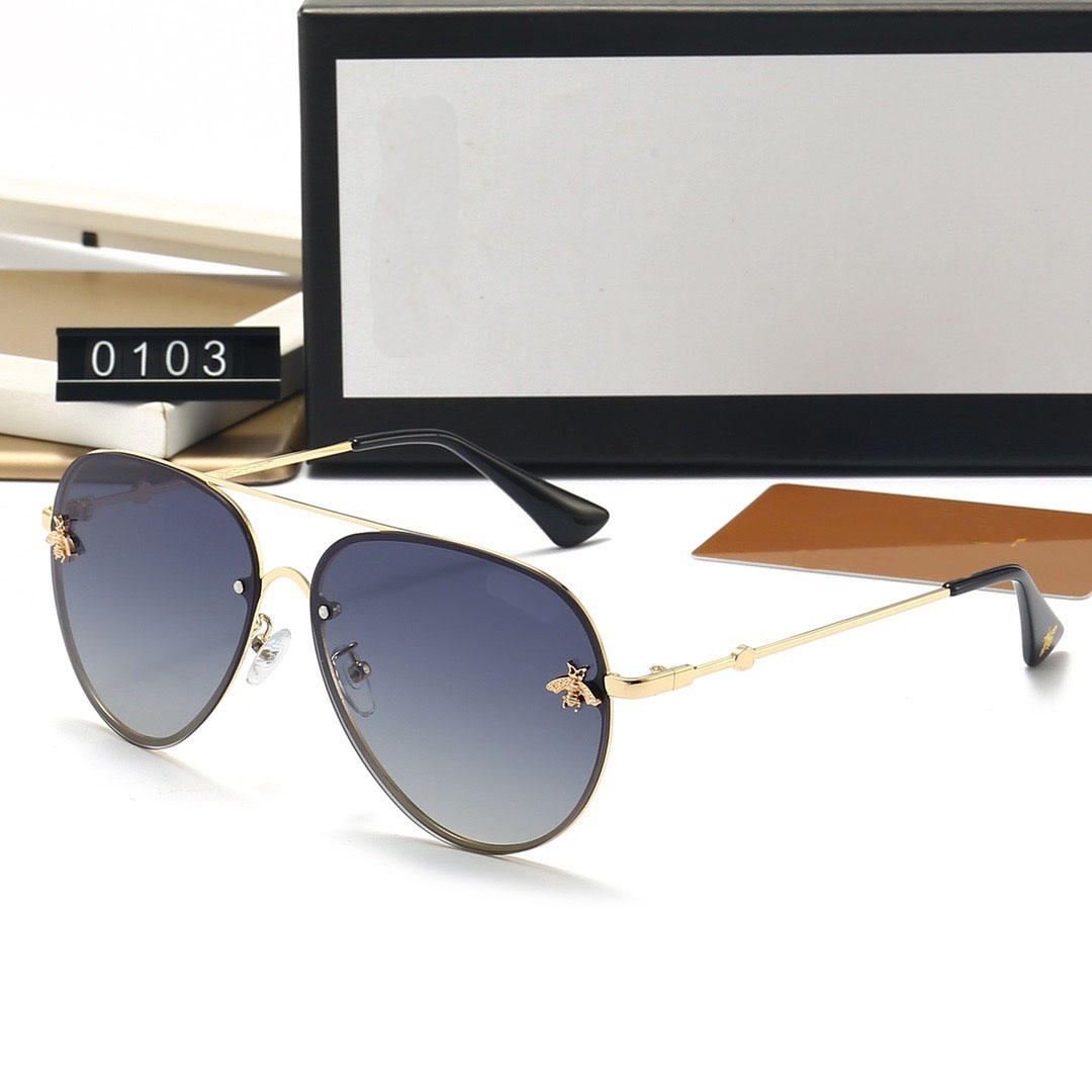 

Hot Luxury Sunglasses polaroid lens Designer letter womens Mens Goggle senior Fashion Eyewear For Women eyeglasses frame Vintage Metal Sun Glasses With Box Bee