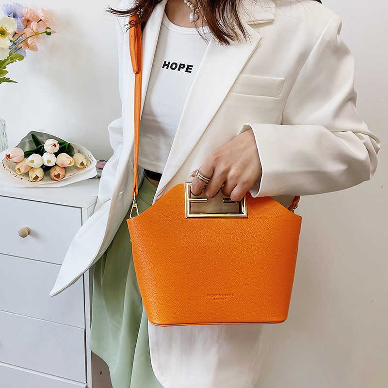 

50% OFF 2023 Fashion handbag Women's New Texture High Capacity Metal Buckle Shoulder Bag Lazy Crossbody Handbag Tide, Yellow13