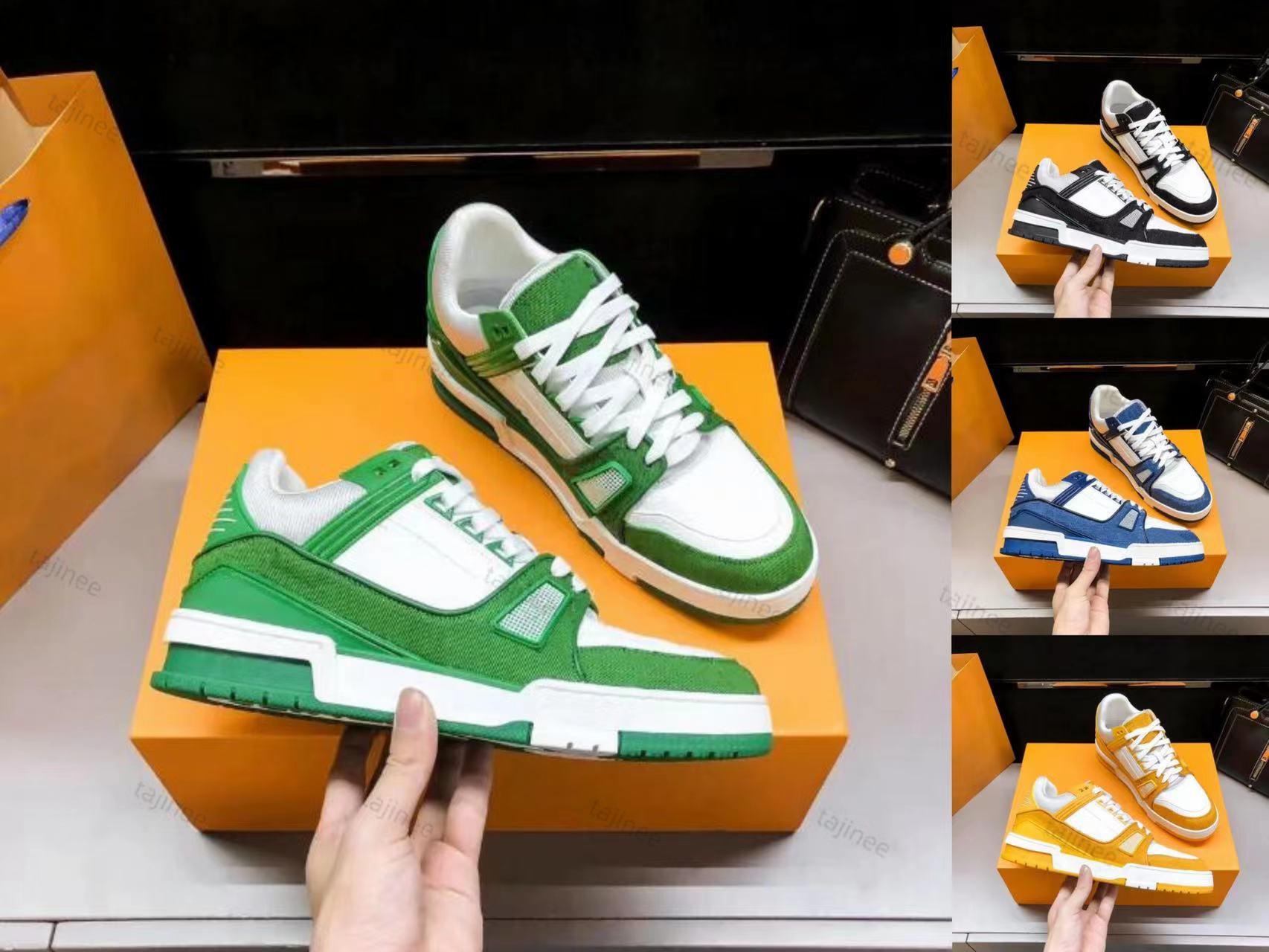 

Designer Calfskin Trainer Sneakers Men Woman Causal Shoes Lace Up Leather Sneaker Outdoor Platform Sport Shoe, Color3