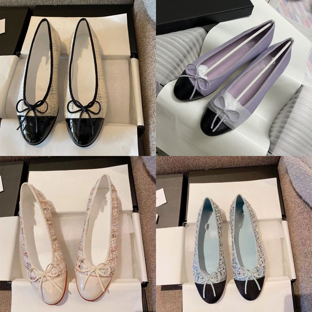 

Classic women's designer 2023 new fashion luxury bow leather dress shoes brand color match women's ballet flats