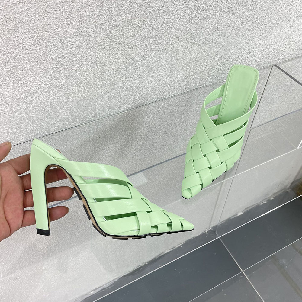 

Alfie leather mules pointed toe lamb leather fashionable Braided pattern designer Factory footwear with box, Silver