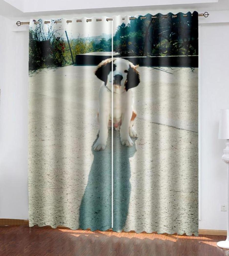 

Pet Dog Blackout Curtains Room Divider Kids Adults For Bedroom Kitchen Animal Window Curtain 1 Panels Drapes1319980, White