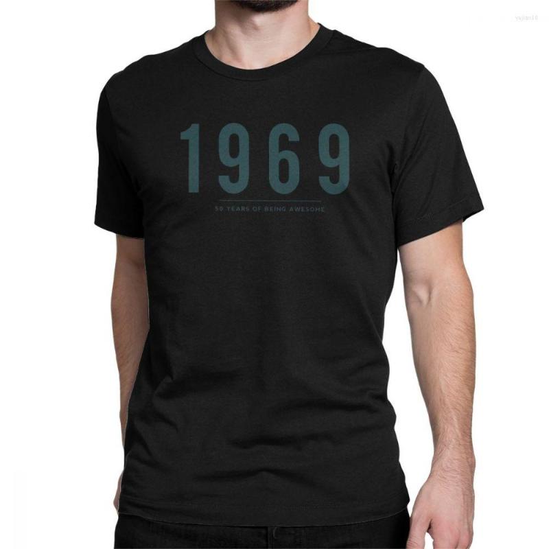 

Men's T Shirts 50th Birthday T-Shirt Gift 1969 50 Years Of Being Awesome Man's Novelty Purified Cotton Short Sleeved Tees Clothes, Black