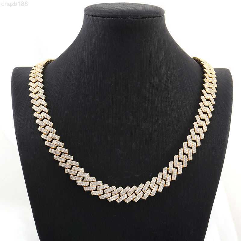 

Hot Sale 20mm Hip Hop Link Chain 925 Silver 18k Gold Plated Necklace Iced Out Cuban Chain Moissanite