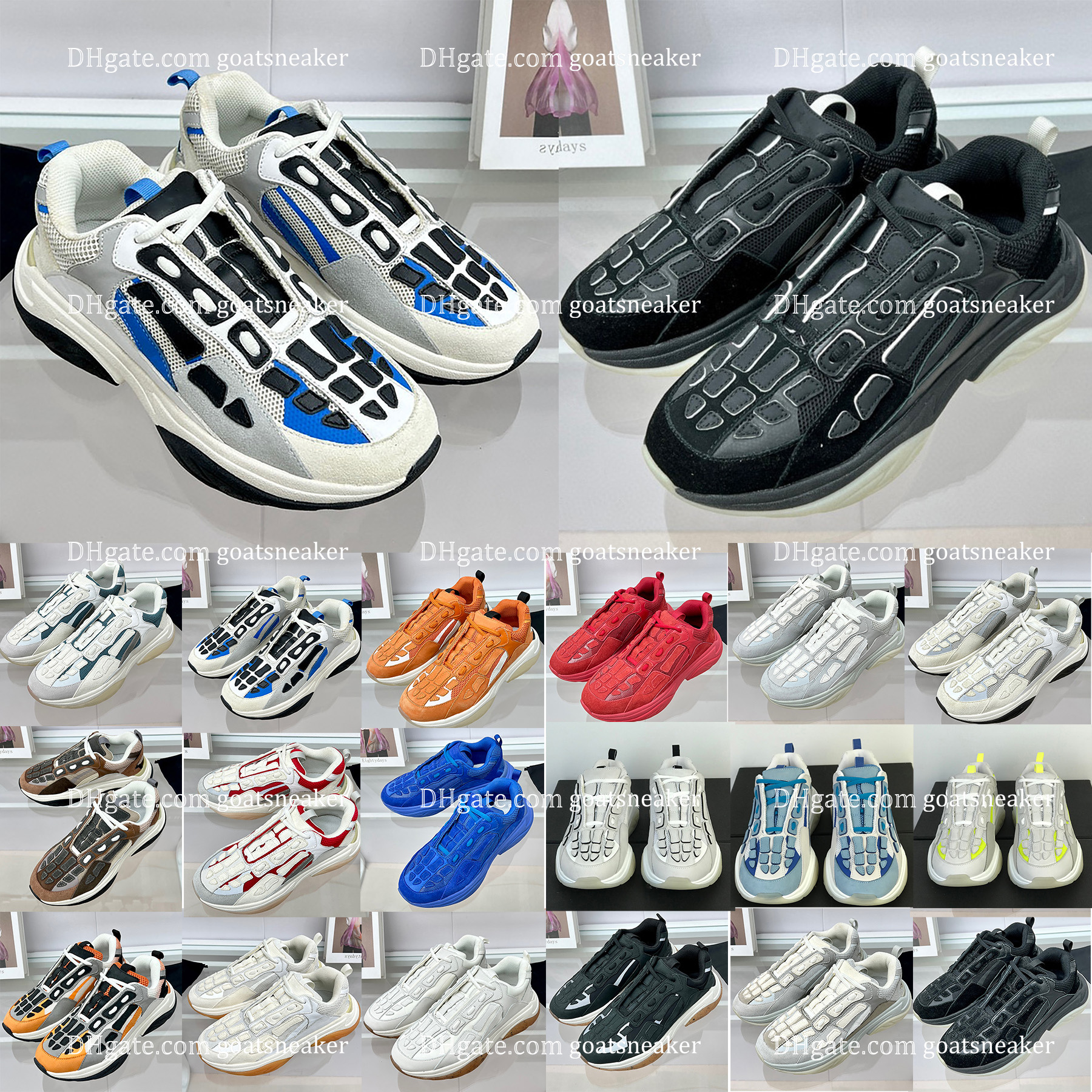 

Designer shoes Skelet Bones Runner Top Low Skel Skeleton Shoes Skeletons Women Men Sports Retro Sneakers Black White Leather Lace Up Trainer taupe grippy rubber
