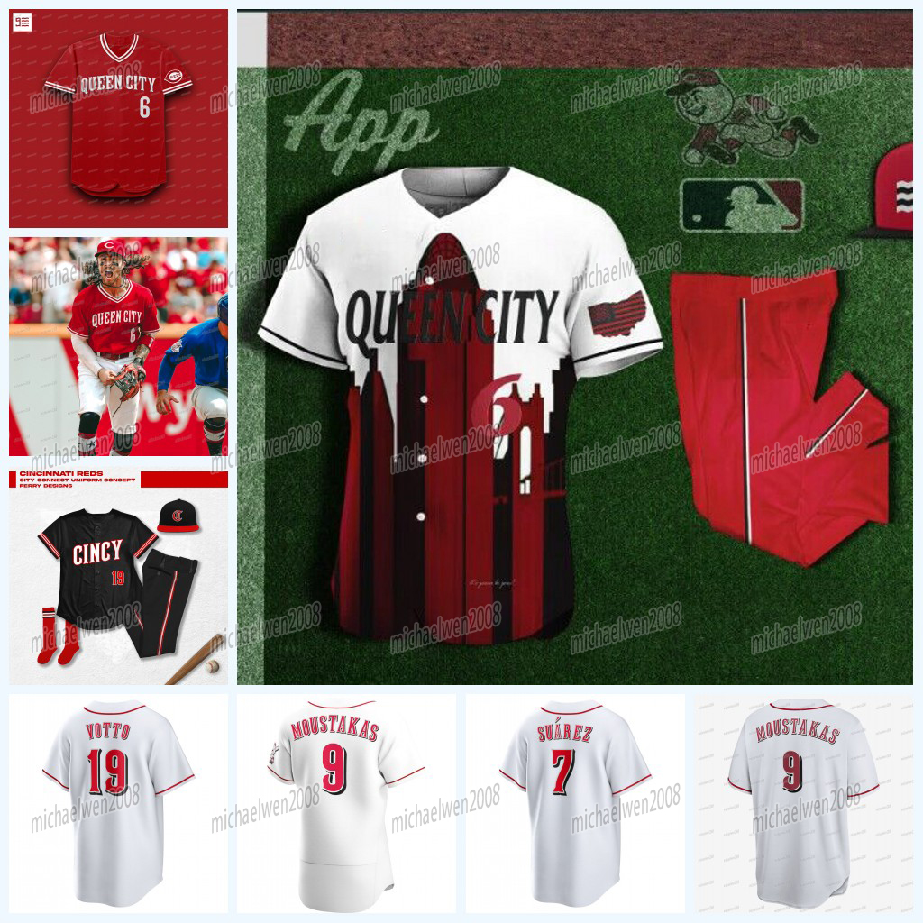 

Reds City Connect Jersey Jonathan India Stuart Fairchild Graham Ashcraft Joey Votto Jake Fraley TJ Friedl Maile Spencer Steer Senzel Myers Hunter Greene Moustakas, Men cool base