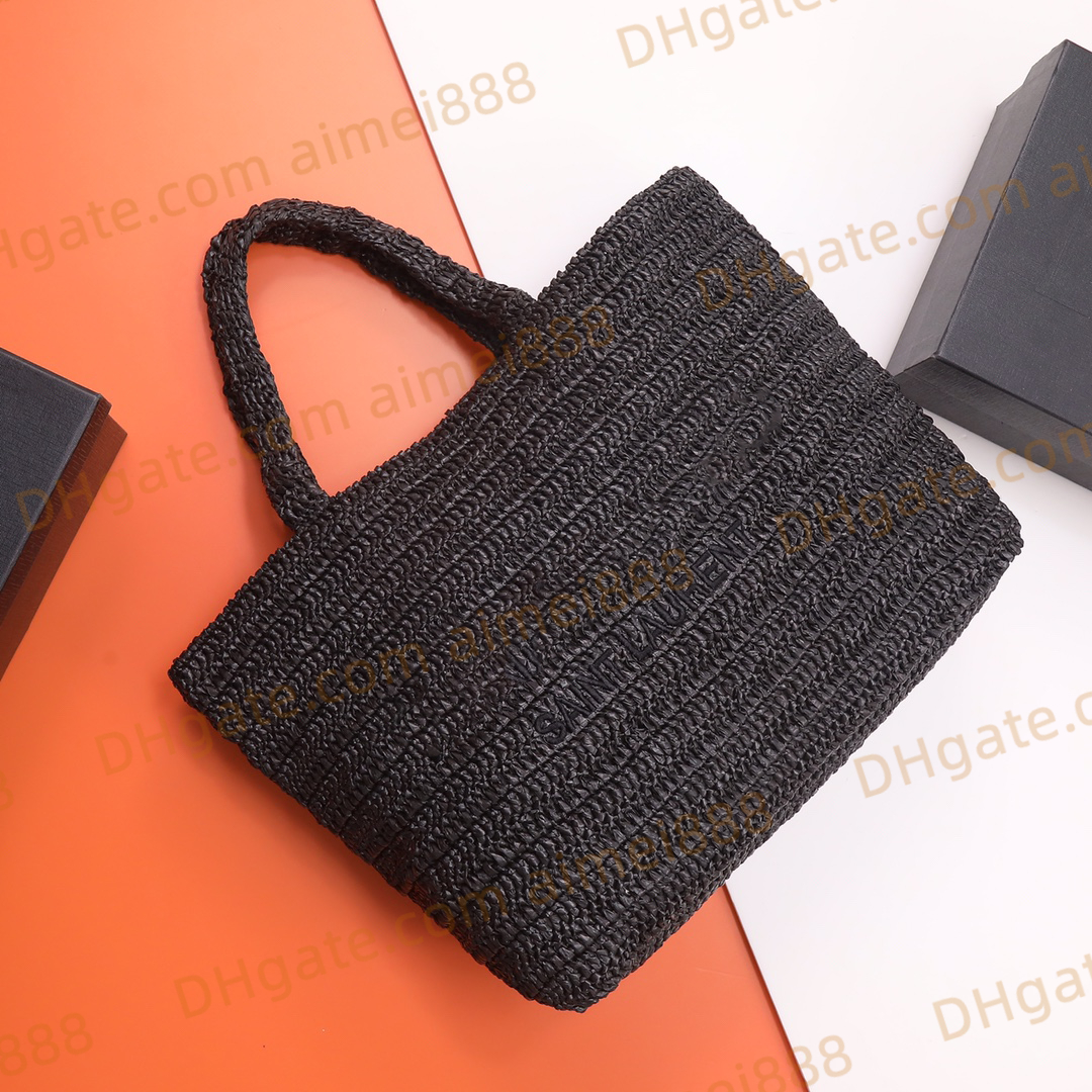 

Designer 2023 Digner Embroidered Female Bags Hollow Rafia Straw Totes Luxury Brand Summer Beach Woven Bags Handbags purses Luxurious shopping bags wallets, Black
