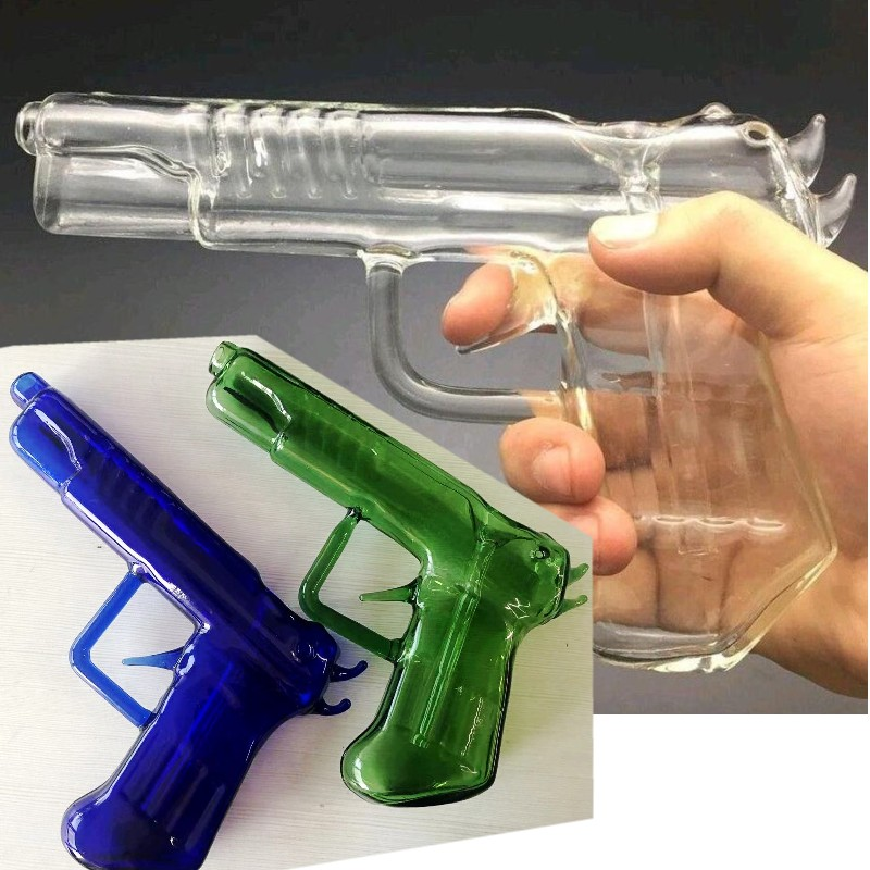 Handmade Hookah Triggers oil dab rigs Pistol bongs in Color Glaze-image-427815448