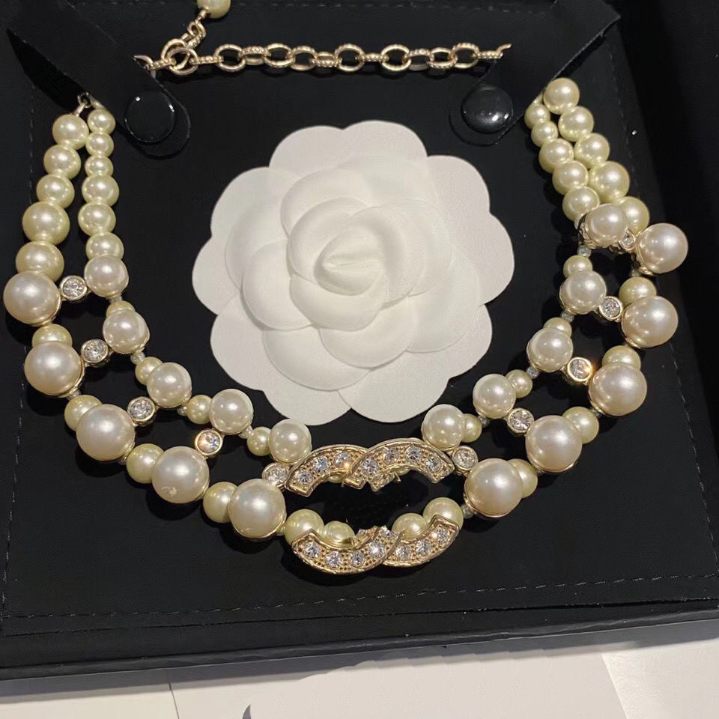

18K Gold Pearl Chain Necklaces Fashion New Designer Choker Luxury Love Pendant Necklace High Quality Gifts Love Jewelry Fashion Girl Family Jewelry Wholesale