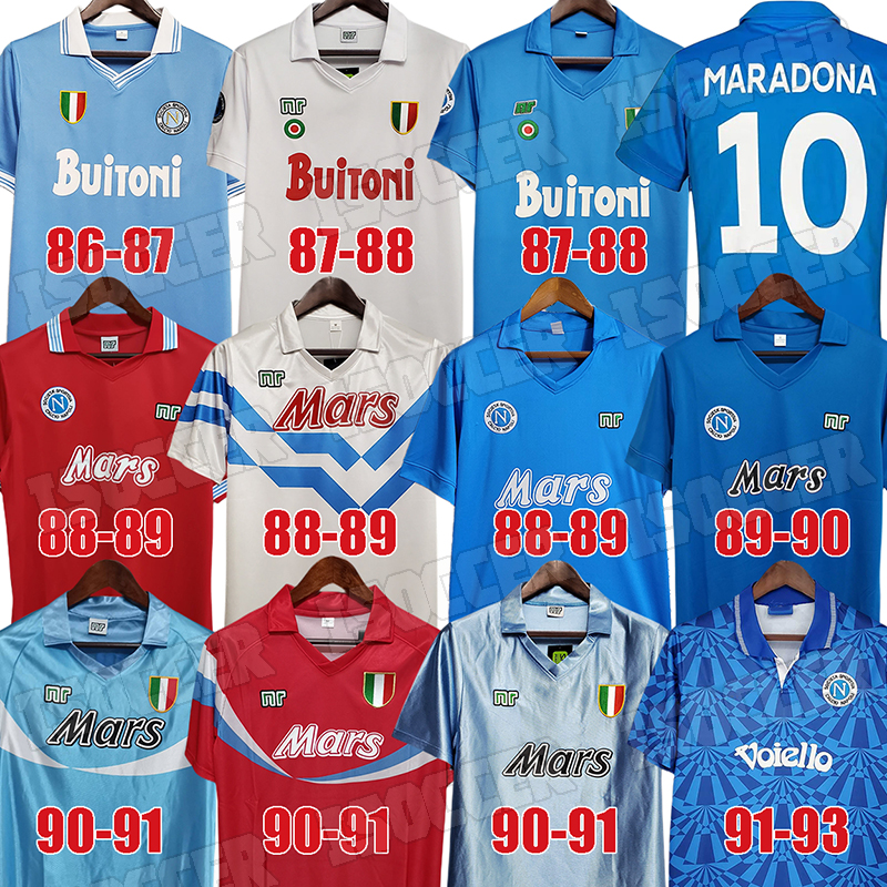 

1987 1988 Napoli Retro Soccer Jerseys 87 88 89 90 91 93 Coppa Italia SSC naples Maradona 10 Vintage Calcio Napoli kits Classic Vintage Neapolitan Football shirt, 1988-1989 away white