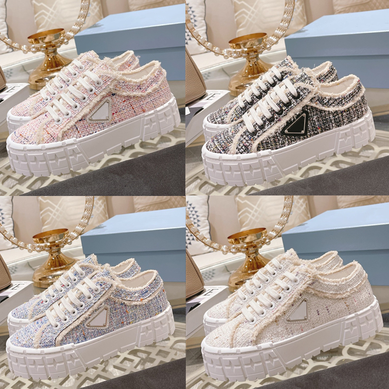 

Double Wheel Thick Sole Nylon Gabardine Sneaker Designer Women Casual Shoes Brand Wheel Trainers Luxury Canvas Sneaker Fashion Platform Solid Heighten Shoe
