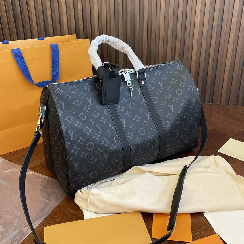 

Designer Bag Outdoor Travel Bag Plaid Classic Black Letters Luxury Ladies Men Shoulder Handbag Genuine Leather Large Capacity Size 45cm 55cm Wallet with Lock, #2