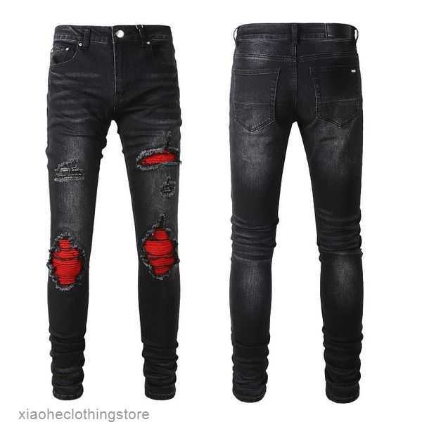 

Rip For Guys Mens Slim Jeans Fit Skinny Man Pants Orange Star Patches Wearing Biker Denim Stretch Cult Stretch Motorcycle Trendy Long Straight Hip Hop With Hole B 7WAU, 881