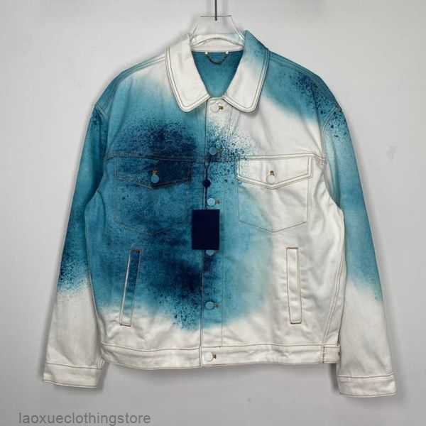 

Ink Smudge Denim Jacket Man Women Fashion White Coat Tie-dye Hip Hop Retro Casual FZJK0517 D55X