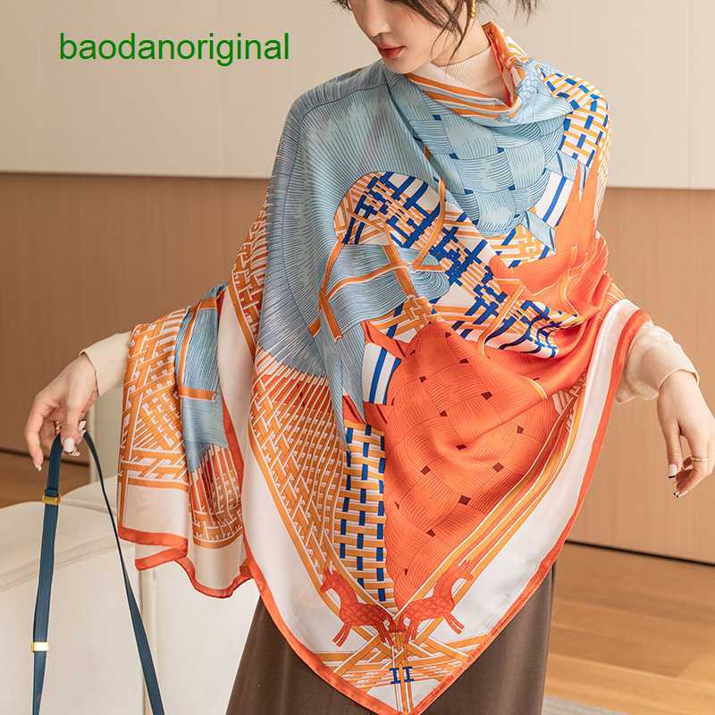 

Hemres Designer Scarves Simulated Extended New Silk Satin Printed Shawl Fashionable and Elegant Sunscreen Scarf