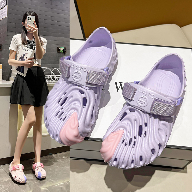 

Platform Sandals New Sports Trend Casual Hole Shoes Men and Women Summer Non-slip Outer Wear EVA Slippers CROS HA6922-1, Purple