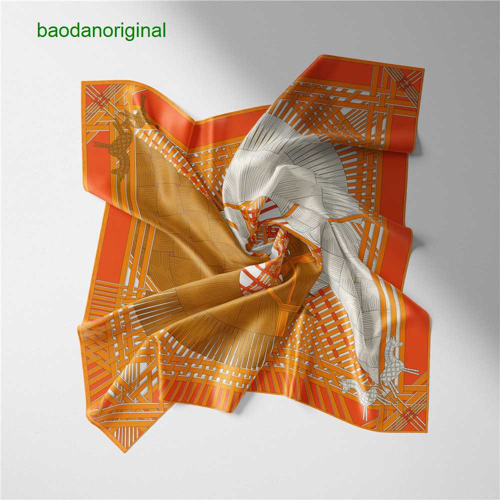 

Hemres Designer Scarves Imitation Silk Square Riding Street Dance Print Dust Proof Headband Scarf