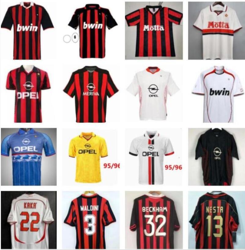 

90 91 Retro SOCCER JERSEY shirts home 95 96 97 Gullit 01 02 03 Maldini Van Basten football KAKA Inzaghi 06 07 milan 2009 PIRLO SHEVCHENKO BAGGIO Ac Milans, 93 94 away