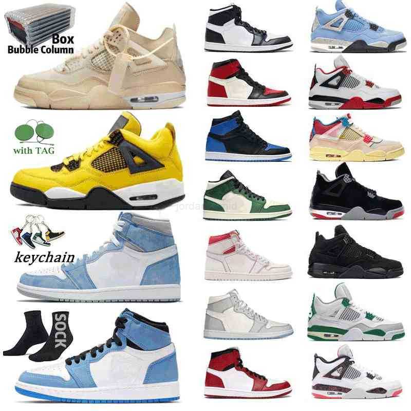

With Box Sail Black Cat Oreo University Blue Shoes 4S Fire Red Mens Basketball 1 1S Guava Ice Noir Hyper Royal Court Purple Lucky Obsidian Original Designer Size EU36-46, Retro thunder