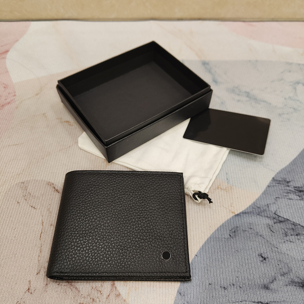 

Genuine Leather Purse Business Credit Cardholder Men Messenger Bag Designer Card Case Casual Coin Coin Purse White Cloth Bag Mini Wallet, Black with box