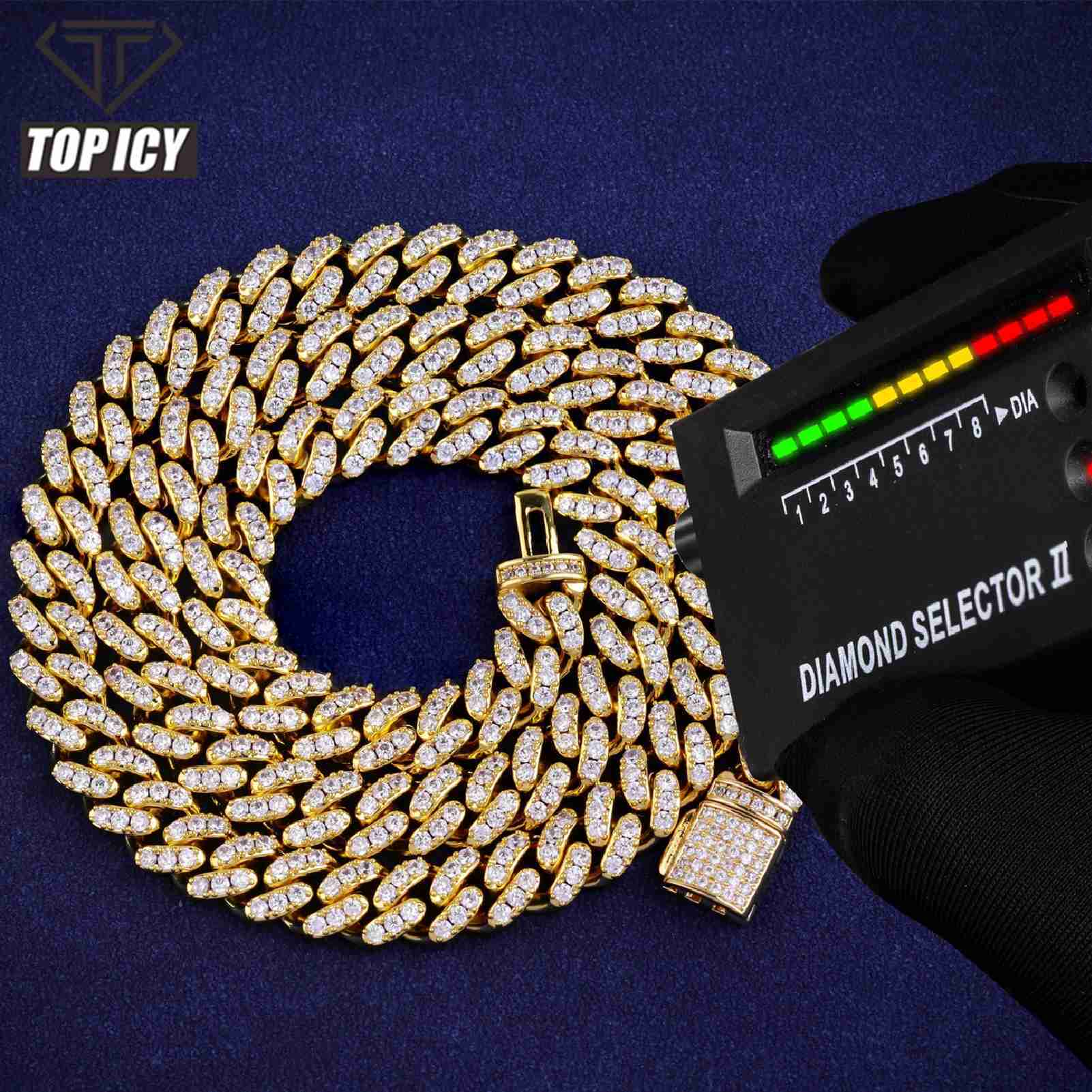 

Moissanite Jewelry 8mm Full Diamonds 100% 925 Sterling Silver Cuban Bracecet Pass Diamond Tester Necklace Vvs Moissanite