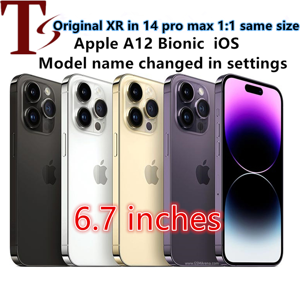 

Apple Original iphone XR in 14 pro max style 6.7 inches phone Unlocked with 14promax box&Camera appearance 4G RAM 64GB 128GB 256GB ROM smartphone, Black