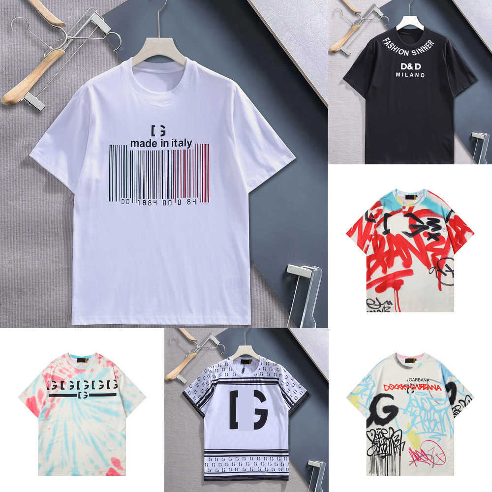 

Mens High Quality T Shirt DG Letter Print Round Neck Short Sleeve Black White Fashion Men Women Tees 2PD1