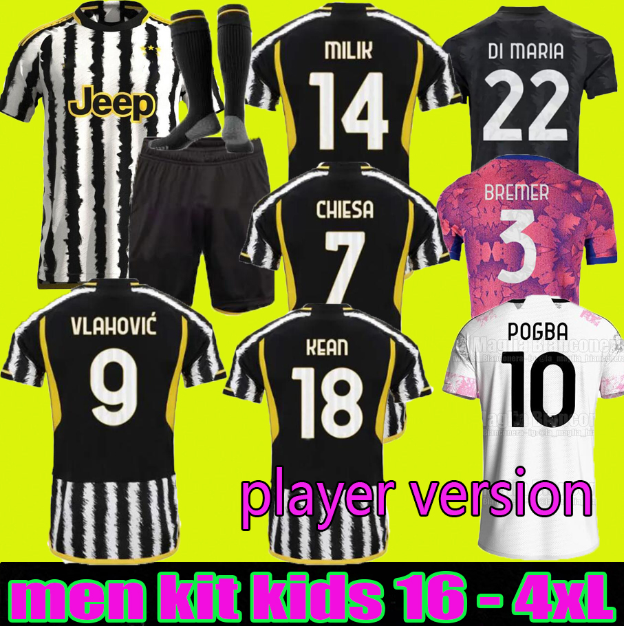 

VLAHOVIC soccer jerseys home away 22 23 24 MILIK DI MARIA KEAN POGBA CHIESA McKENNIE LOCATELLI top jerseys 2023 men Kids kit, 2223 home