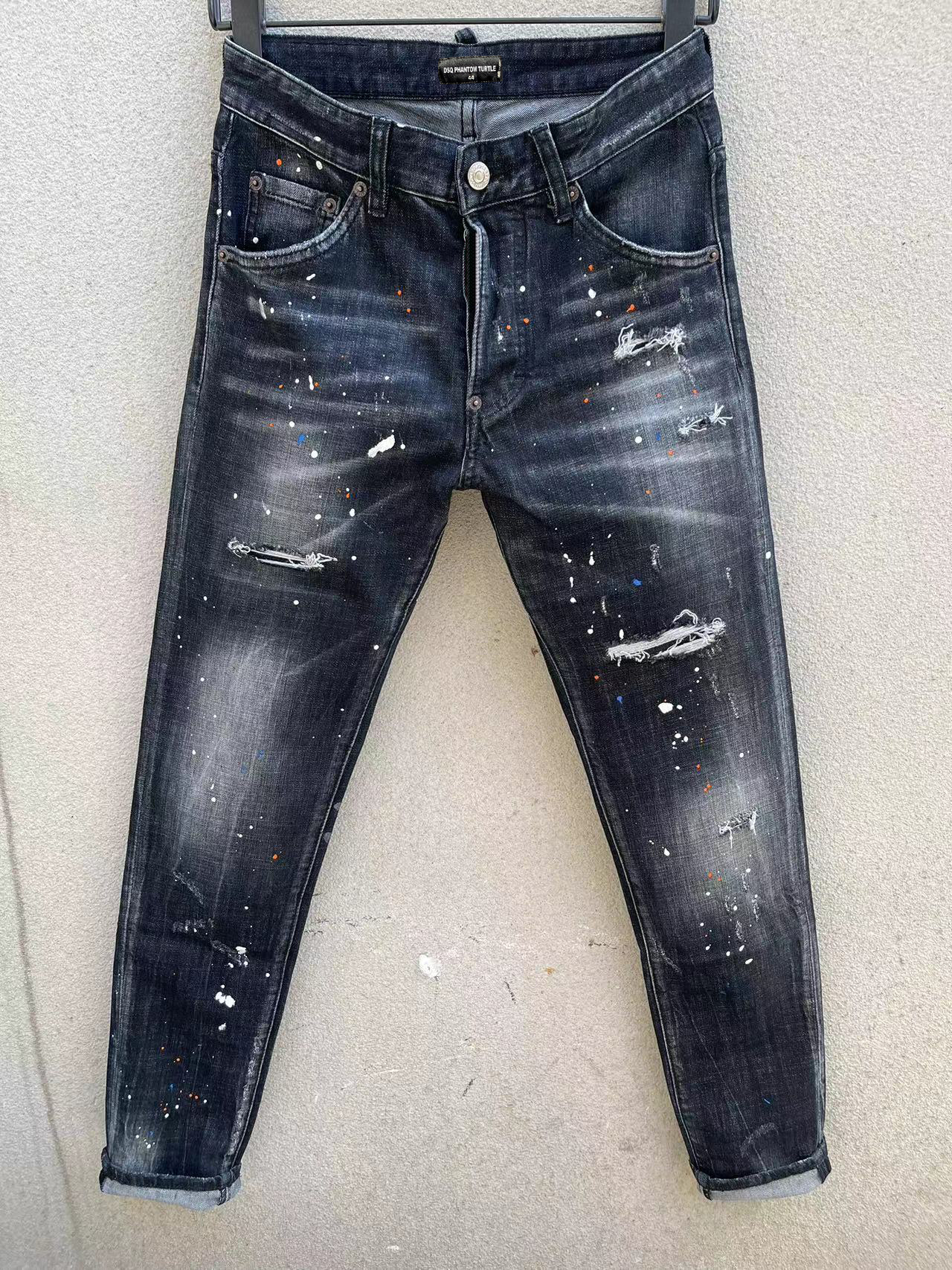 DSQ PHANTOM TURTLE Jeans Hommes Jeans Mens Luxury DesignerJeans Skinny Ripped Cool Guy Causal Hole Denim Fashion Brand Fit Jeans Men Washed Pant