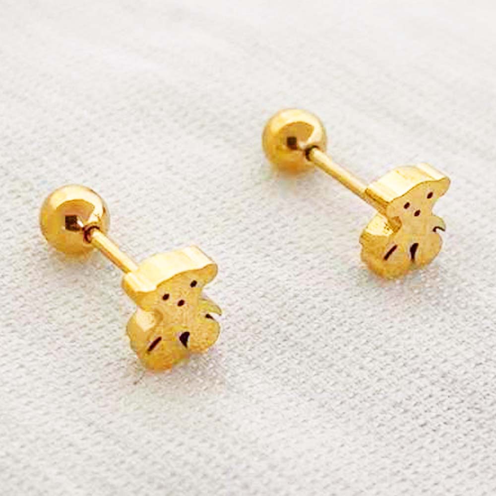 

Titanium Steel Stainless Pearl StyleStud Bear Pearl Stud Earrings Gold Pop