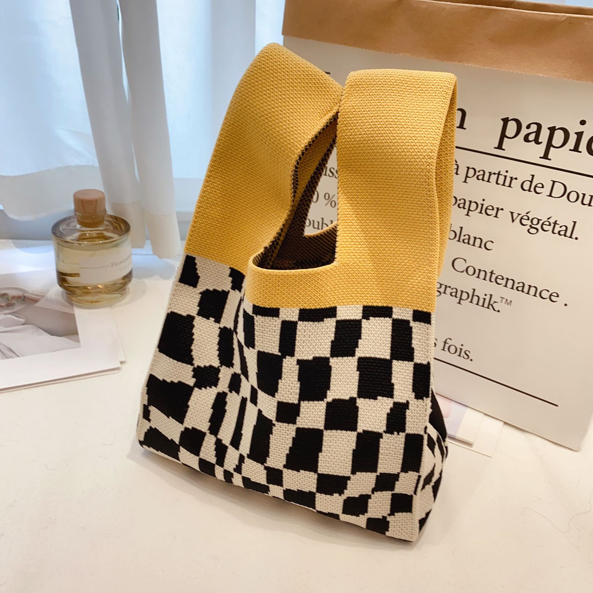 

Small bag knitted Tote Storage bags luxury Designer Bag Women Handbag basket bucket Bags ladies travel crossbody totes Summer Purse Black, 15