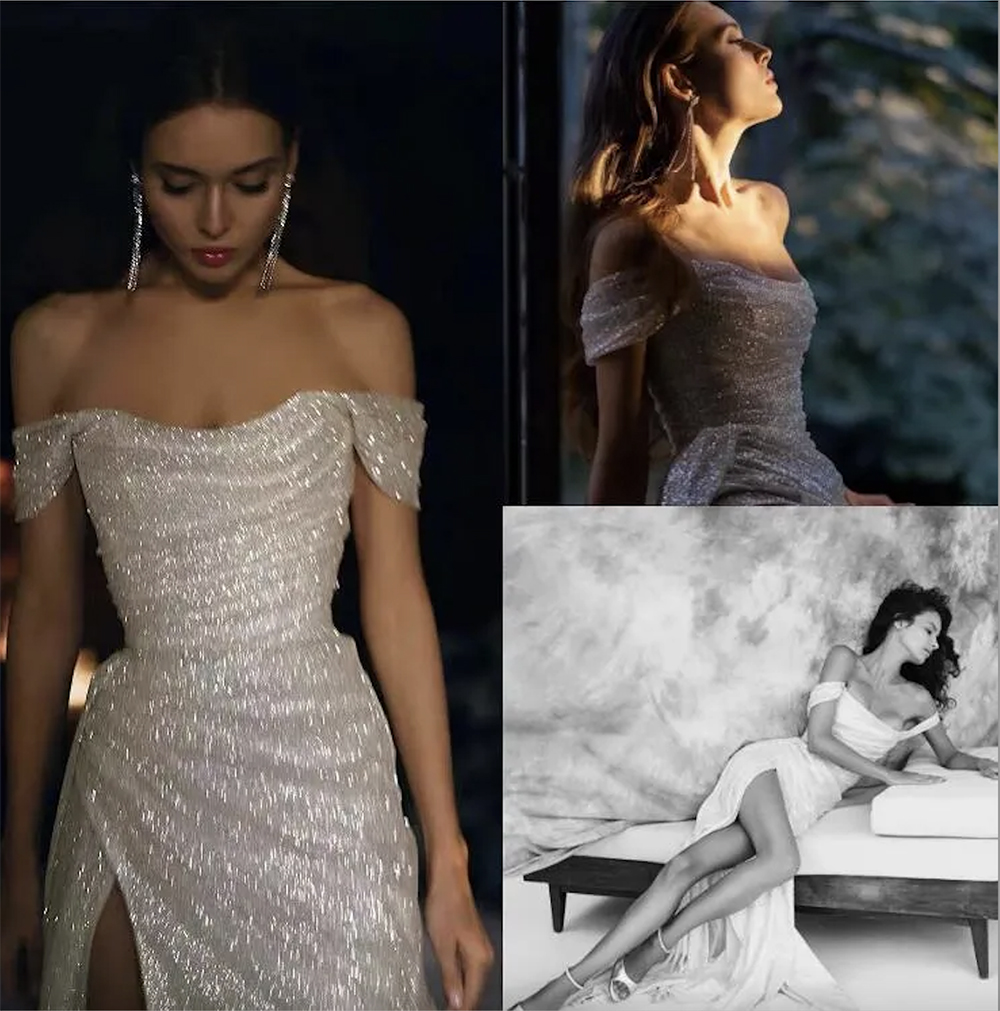 

Evening Dresses Custom Made Off Shoulder High Spit Floor-Length With Cloak New items Prom Dresses, Water melon