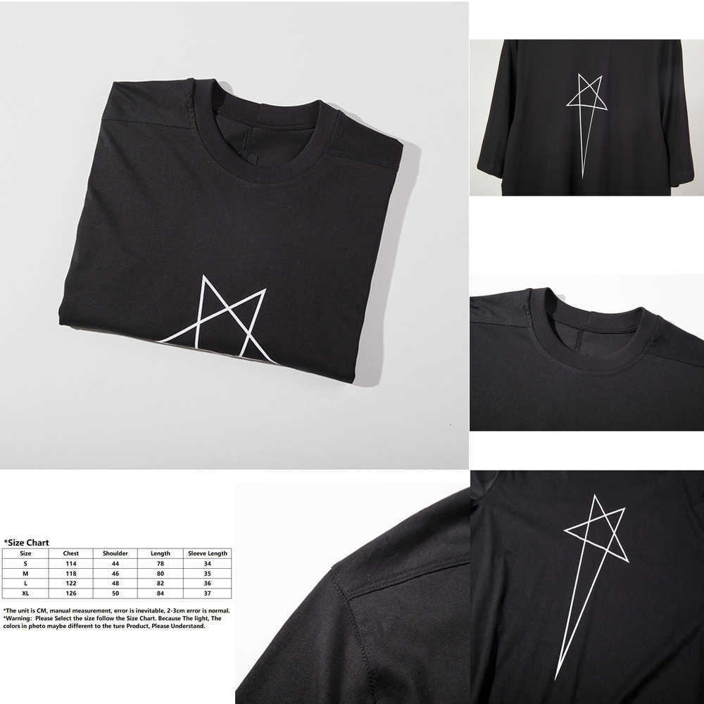 

Owens Hop RO Rick Hip Five-pointed Star Print Mens Womens Designers T-Shirts Loose Tees Tops Man Casual Shirt Shorts Sleeve Clothes 56NI, Black