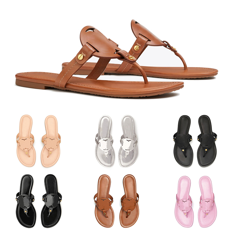 

miller metallic snake leather sandals for women designer embossed slides Black White Silver Brown Royal blue womens outdoor slippers flat Flip flops