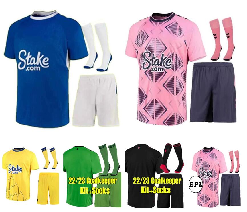 

Adult Kids The Toffees third soccer jerseys ANDRE GOMES DELE CALVERT-LEWIN GRAY TOWNSEND DOUCOURE Y.MINA HOLGATE MYKOLENKO GORDON goalkeeper socks shorts full set, 22/23