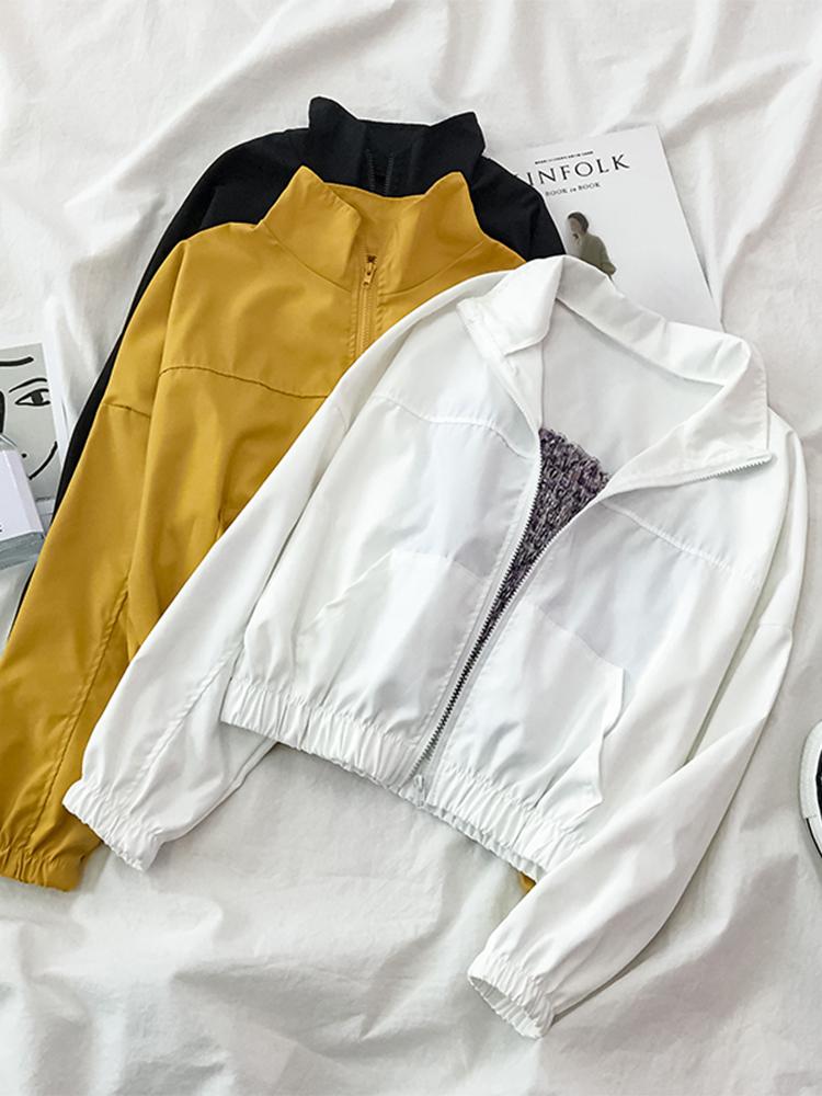 

Women's Jackets 2023 Spring Autumn Fashion Women Bomber Jacket Pocket Zipper Casual Outwear Loose Windbreaker Famale, Black