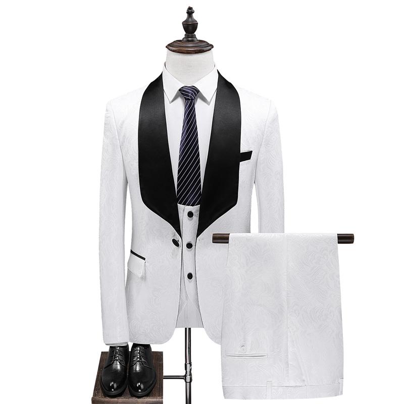 

Men's Suits & Blazers Jacket Vest Pants Nice Style Male Business Wedding Casual Full Dress Evening Suit Coat Trousers 3 Pcs Set, Black