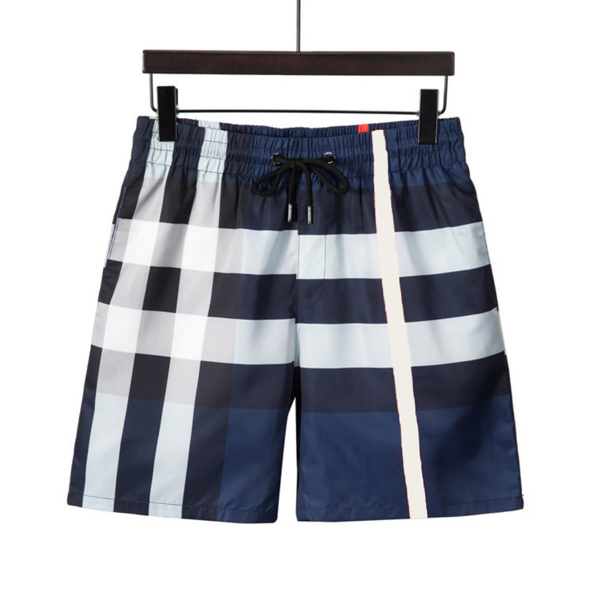 

Fashion Mens Beach Shorts Swim Plaid Print Shorts Prue Cotton Casual Knee-Length Blue Men Summer Quick Drying Outdoor Clothes Pants