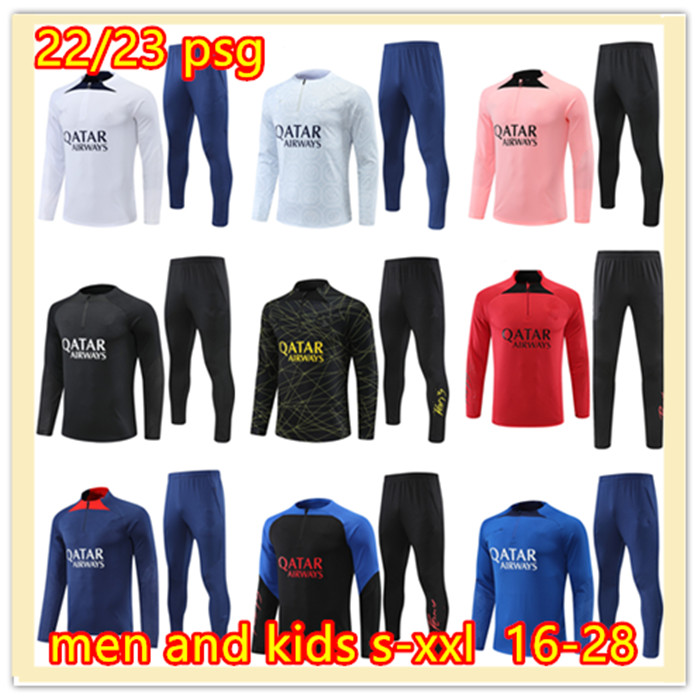 

23/24 Paris tracksuits training set psgs 2023 mbappe kit survetement foot tuta jacket retro futbol Soccer football men and kids chandal