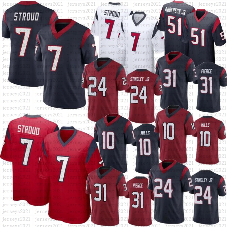 

7 CJ Stroud 51 Will Anderson Jr Football Jersey Dameon Pierce Texan Davis Mills Jalen Pitre John Metchie Tunsil Devin Singletary Jr, Men