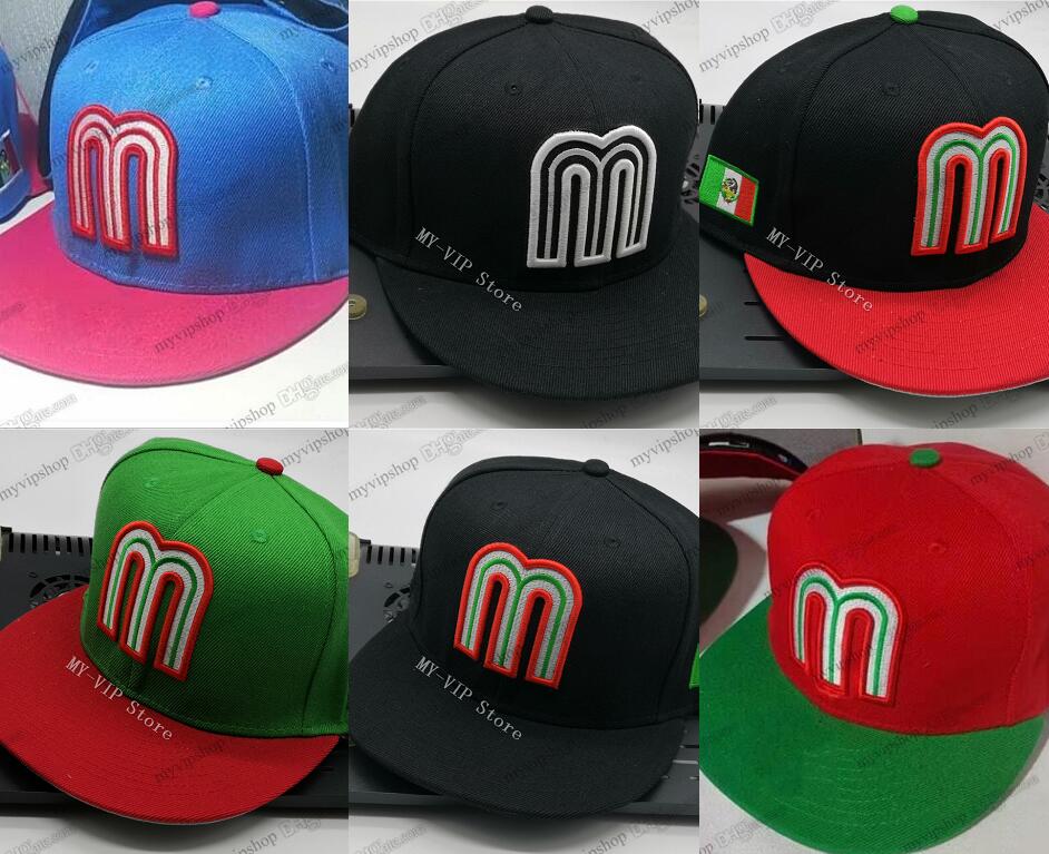 

2023 Red Top Green Color Men's Mexico Fitted Caps Letter M Hip Hop Size Hats Baseball Caps Adult Flat Peak For Men Women Full Closed Hat Mix 7 Colors, Vip-01