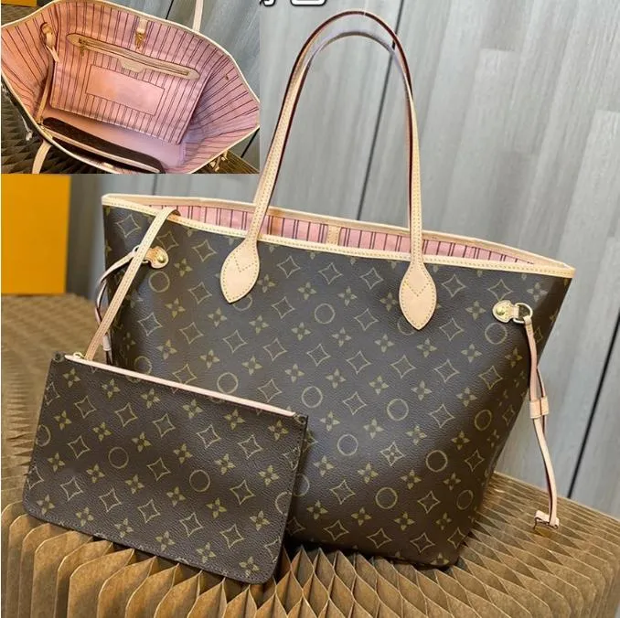 

Designer bag wallet 2023 Fashion Leather messenger shoulderbag Women tote bag High Capacity Composite Shopping handbag old flower Brown lattice tote MM L001, #9 black grid + red inner 32cm