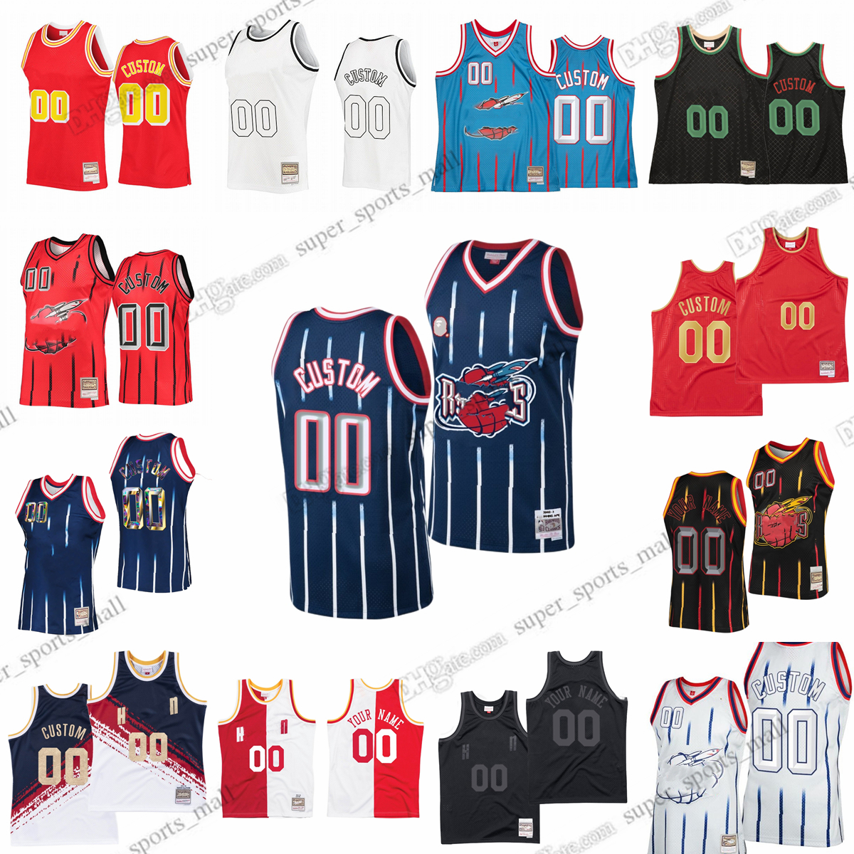 

Hakeem Olajuwon Custom Retro Mitchell and Ness Basketball Jerseys Jalen Sengun Green Alperen Garuba Christopher Porter Tate Nix Martin Smith Eason Stitched Jersey, Sstitched jersey