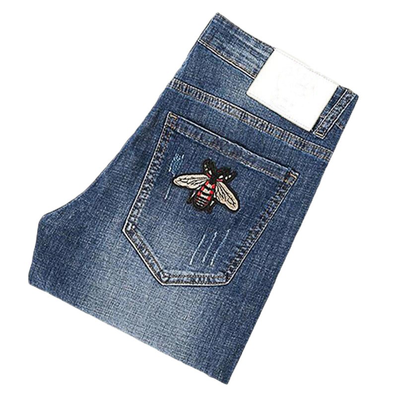 

New JEANS chino Pants pant Men's trousers Stretch Autumn winter close-fitting jeans cotton slacks washed straight business casual Little Bee embroidery G8080G, 8218