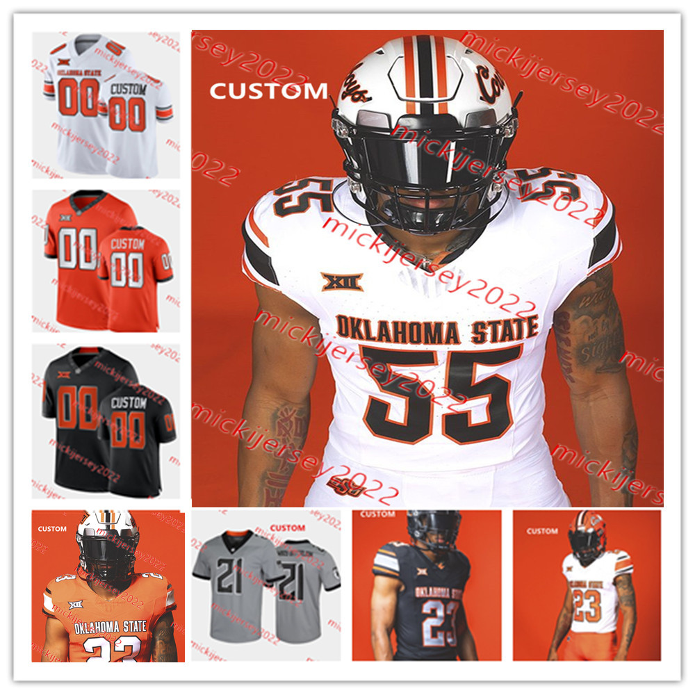 

Kendal Daniels 2023 Oklahoma State Football Jersey Talyn Shettron Spencer Sanders Ollie Gordon Langston Anderson Aden Kelley Oklahoma State Cowboys Jerseys, White