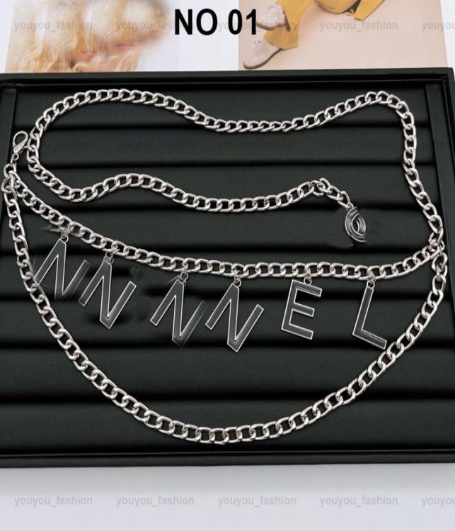 

Women Gold Chains Belts Letter Fashion Designers Belt Silver Link Luxury Waist Chain Womens Metal Alloy Accessories Waistband Gird7187894