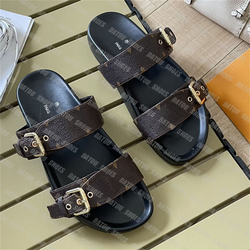 

Ladies Leather Slippers Designer Bom Dia Sandals Luxury Comfort Slides Outdoor Beach Moccasins Women Designers V Slipper Flip Flops 35-42, L3